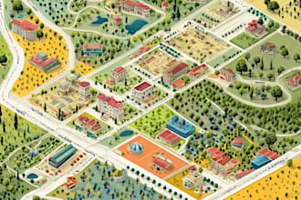 make any city map, vector map, event map, road map and travel map design