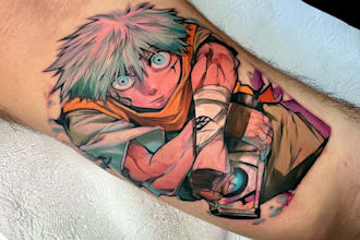 design a full anime sleeve or large tattoo concept