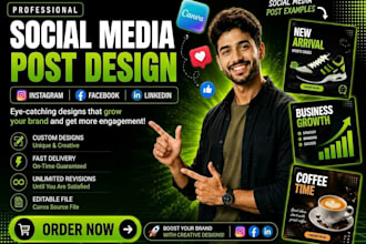 design professional instagram facebook posts, banners and logo design