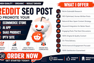 do reddit seo post to promote ecommerce website, ai app, saas product, iptv site