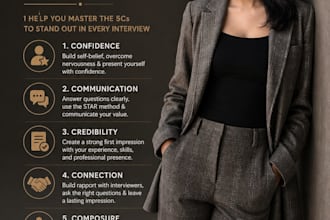 coach you to ace interviews, build confidence and  master the 5cs