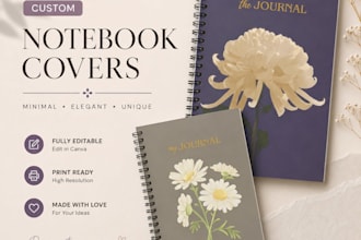 design aesthetic notebook, journal, planner, and diary covers in canva