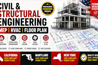 civil, structural engineering mep hvac floor plan california, maryland, new york