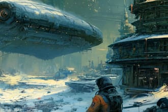paint professional sci fi concept art and futuristic worldbuilding art