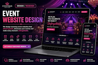 design event website, event booking, ticket website