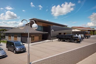 2d to 3d factory, warehouse design,industrial property,external cgi, green house