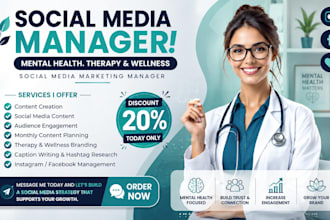 social media marketing manager for healthcare, therapy, wellness, mental health