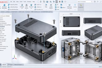 design plastic enclosure, injection mold ready product and solidworks cad model