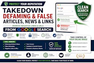 takedown defaming false article,news remove negative links, url on google search