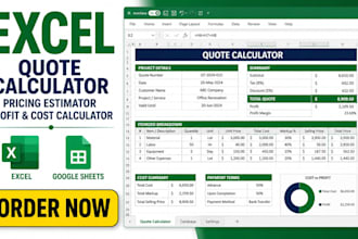 do excel quote calculator, pricing estimator, profit cost calculator spreadsheet
