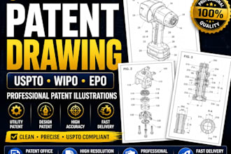 patent drawings and patent illustration for uspto wipo and epo