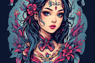 draw professional anime manga tattoo design illustration