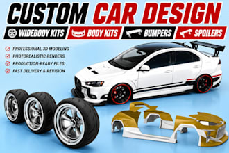 design custom car widebodykit body kit bumper  spoiler front splitter in 3dprint