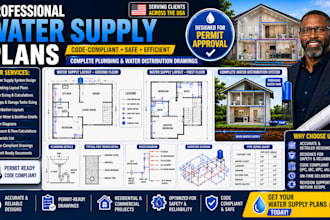 draw professional water supply plans and plumbing riser diagrams for permit