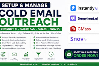 setup instantly ai smartlead gmass snov io email outreach cold email marketing
