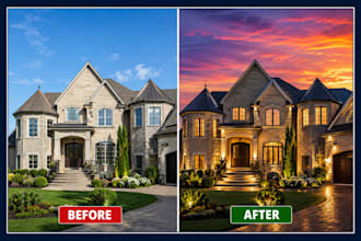 convert day to dusk with realistic virtual twilight real estate editing