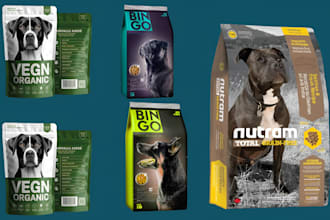design premium pet food packaging, dog treat pouch and product labels