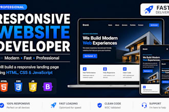 create a responsive html css javascript landingpage