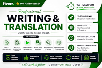 do professional writing services and translation to english