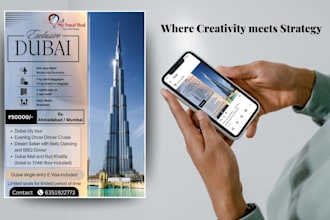 design travel social media posts and tour package flyers