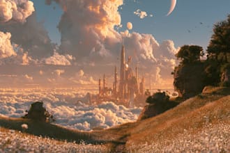 create dark fantasy art illustration for albums cover