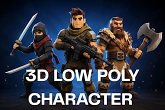 create game ready 3d low poly character with rigging and animation in blender