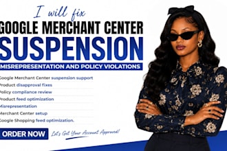 fix google merchant center suspension misrepresentation and policy violation