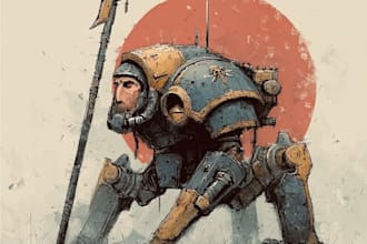 create a grimdark warhammer style character illustration