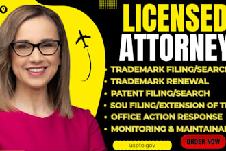 do trademark filing patent filing search, declaration of use, office action, sou