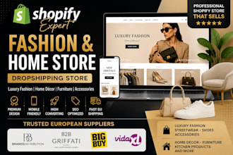 build shopify dropshipping store via bigbuy, brandsdistribution, eu suppliers
