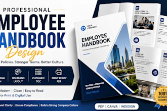 design professional employee handbook HR manual company policy PDF