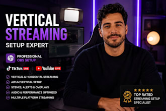 set up professional vertical streaming for tiktok live, obs and youtube