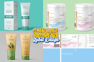 design minimalist cosmetic packaging, beauty skincare label design, makeup label