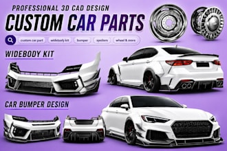 design a custom widebody kit front rear bumper  gt wing vehicle for 3d printing