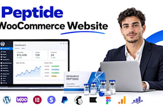 build peptide website, research peptide woocommerce website