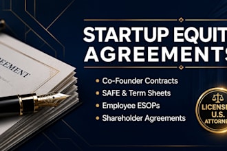 draft customized startup equity and cofounder vesting agreements