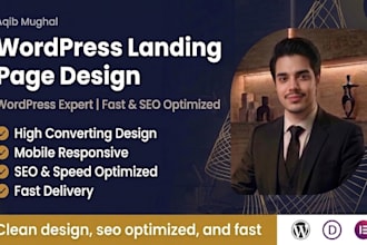 build a wordpress landing page, elementor, divi, SEO, fast