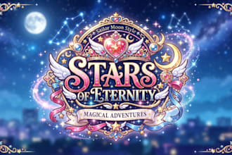 design a magical anime inspired sailor moon style logo