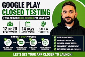 provide 12 testers or 20 testers for 14 days google play closed testing console