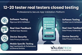 provide 12 testers for google play closed testing and android app testing
