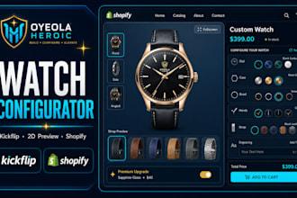 setup shopify kickflip watch configurator and 2d product customizer
