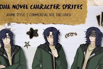 draw visual novel character sprite for you