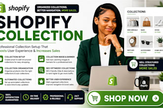 setup shopify collections, menus, and product organization