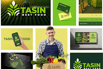 design organic food farm logo with brand identity