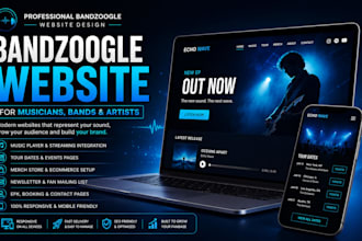 design bandzoogle website, redesign merch store music page, music website