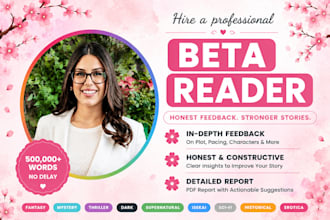beta read your fantasy, romance, historical, dark thriller, or erotica book