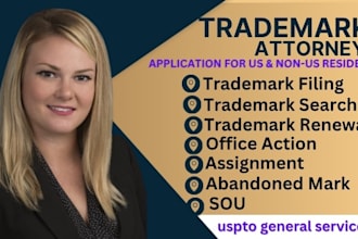 provide US trademark and patent filing services, registration, search, attorney