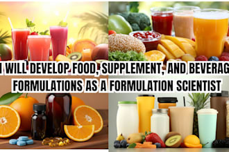 develop food, supplement, and beverage formulations as a formulation scientist