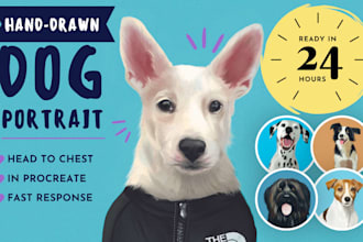draw a custom dog portrait in 24 hours