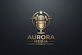 design a professional microphone logo for music and media brand